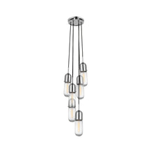 Load image into Gallery viewer, Junio Pendant Light in Polished Nickel/Clear Glass (6-Light).
