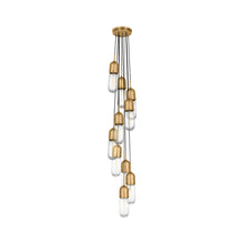 Load image into Gallery viewer, Junio Pendant Light in Hand-Rubbed Antique Brass/Clear Glass (10-Light).
