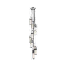 Load image into Gallery viewer, Junio Pendant Light in Polished Nickel/Clear Glass (10-Light).
