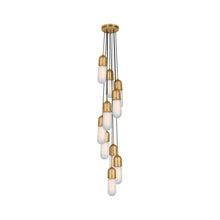 Load image into Gallery viewer, Junio Pendant Light in Hand-Rubbed Antique Brass/Frosted Glass (10-Light).
