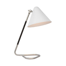 Load image into Gallery viewer, Laken Table Lamp in Polished Nickel/Black Rattan.
