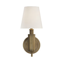 Load image into Gallery viewer, Longacre Wall Light in Hand-Rubbed Antique Brass.
