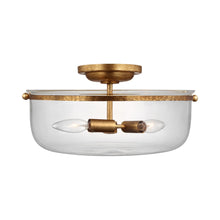 Load image into Gallery viewer, Lorford Medium Semi Flush Mount Ceiling Light in Gilded Iron (Clear Glass).
