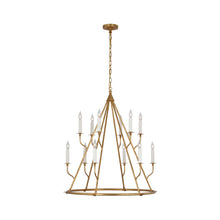 Load image into Gallery viewer, Lorio Chandelier in Gilded Iron.
