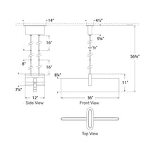 Load image into Gallery viewer, Lotura Linear LED Pendant Light - line drawing.

