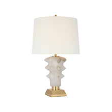 Load image into Gallery viewer, Luxor Table Lamp in Alabaster/Hand-Rubbed Antique Brass (Medium).
