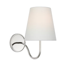 Load image into Gallery viewer, Lyndsie Wall Light in Polished Nickel (Linen).
