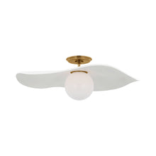 Load image into Gallery viewer, Mahalo LED Semi Flush Mount Ceiling Light in Hand-Rubbed Antique Brass (Matte White).
