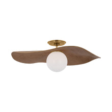 Load image into Gallery viewer, Mahalo LED Semi Flush Mount Ceiling Light in Hand-Rubbed Antique Brass (Natural Oak).
