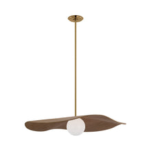 Load image into Gallery viewer, Mahalo LED Single Pendant Light in Hand-Rubbed Antique Brass  (Natural Oak/28-Inch).
