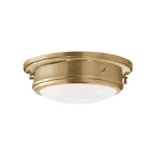 Load image into Gallery viewer, Marine Flush Mount Ceiling Light in Natural Brass (Medium).
