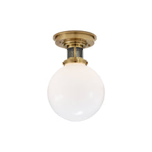 Load image into Gallery viewer, McCarren Flush Mount Ceiling Light in Natural Brass (Small).
