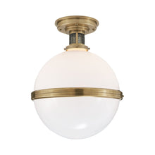 Load image into Gallery viewer, McCarren Flush Mount Ceiling Light in Natural Brass (Large).
