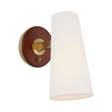Load image into Gallery viewer, Olina Wall Light in Hand-Rubbed Antique Brass/Mahogany.
