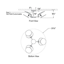 Load image into Gallery viewer, Osiris Asymmetric Semi Flush Mount Ceiling Light - line drawing.
