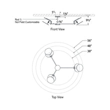 Load image into Gallery viewer, Osiris Asymmetric Semi Flush Mount Ceiling Light - line drawing.

