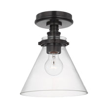 Load image into Gallery viewer, Parkington Conical Flush Mount Ceiling Light in Bronze (Clear Glass).

