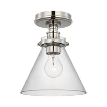 Load image into Gallery viewer, Parkington Conical Flush Mount Ceiling Light in Polished Nickel (Clear Glass).
