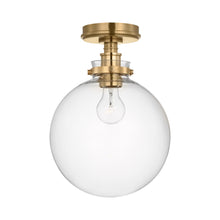 Load image into Gallery viewer, Parkington Globe Flush Mount Ceiling Light in Antique-Burnished Brass (Clear Glass).
