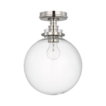 Load image into Gallery viewer, Parkington Globe Flush Mount Ceiling Light in Polished Nickel (Clear Glass).
