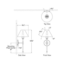 Load image into Gallery viewer, Parkington Tail Wall Light - line drawing.
