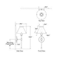 Load image into Gallery viewer, Parkington Tail Wall Light - line drawing.
