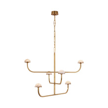 Load image into Gallery viewer, Pedra LED Shallow Chandelier in Antique-Burnished Brass (3-Tier).
