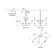 Load image into Gallery viewer, Pedra LED Shallow Chandelier - line drawing.
