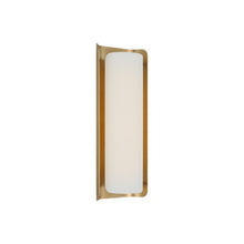 Load image into Gallery viewer, Penumbra LED Wall Light in Hand-Rubbed Antique Brass/Linen (15-Inch).
