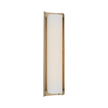 Load image into Gallery viewer, Penumbra LED Wall Light in Hand-Rubbed Antique Brass/Linen (21-Inch).
