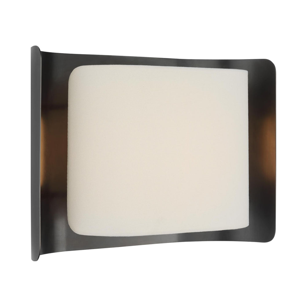 Penumbra Wide LED Wall Light in Bronze/Linen.