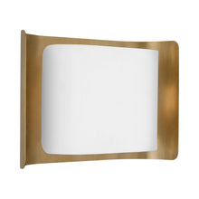 Load image into Gallery viewer, Penumbra Wide LED Wall Light in Hand-Rubbed Antique Brass/White.
