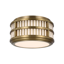 Load image into Gallery viewer, Perren LED Flush Mount Ceiling Light in Natural Brass/Glass Rods (12-Inch).
