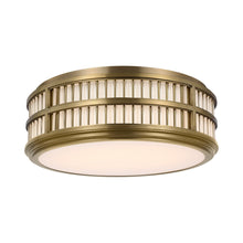 Load image into Gallery viewer, Perren LED Flush Mount Ceiling Light in Natural Brass/Glass Rods (18-Inch).
