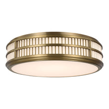 Load image into Gallery viewer, Perren LED Flush Mount Ceiling Light in Natural Brass/Glass Rods (24-Inch).
