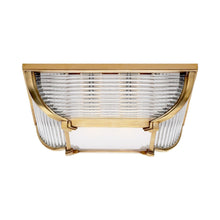 Load image into Gallery viewer, Perry Square Flush Mount Ceiling Light in Natural Brass.
