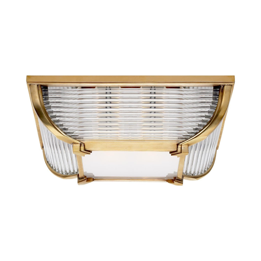 Perry Square Flush Mount Ceiling Light in Natural Brass.