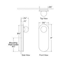Load image into Gallery viewer, Pertica LED Wall Light - line drawing.
