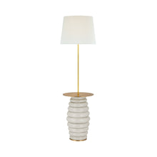 Load image into Gallery viewer, Phoebe Tray Floor Lamp in Antiqued White (Linen).
