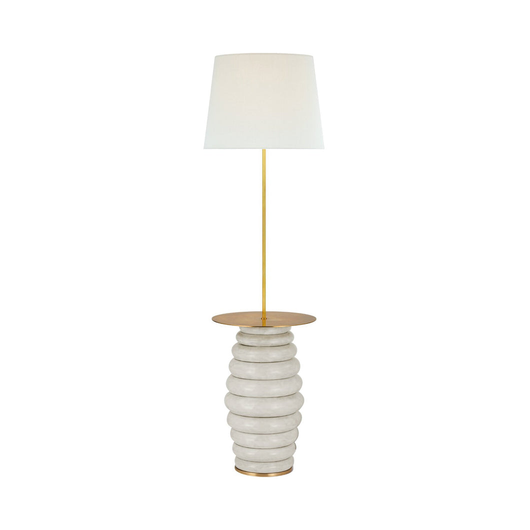 Phoebe Tray Floor Lamp in Antiqued White (Linen).