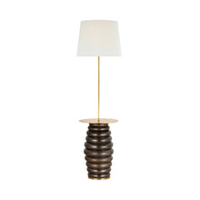 Load image into Gallery viewer, Phoebe Tray Floor Lamp in Crystal Bronze (Linen).
