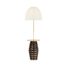 Load image into Gallery viewer, Phoebe Tray Floor Lamp in Crystal Bronze (Domed Linen).
