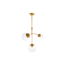 Load image into Gallery viewer, Prescott Chandelier in Soft Brass/Clear(Small).
