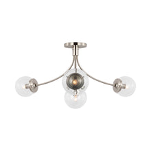 Load image into Gallery viewer, Prescott Semi Flush Ceiling Light in Polished Nickel/Clear(Large).
