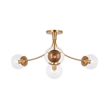 Load image into Gallery viewer, Prescott Semi Flush Ceiling Light in Soft Brass/Clear(Large).
