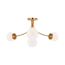 Load image into Gallery viewer, Prescott Semi Flush Ceiling Light in Soft Brass/White(Large).
