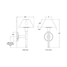 Load image into Gallery viewer, Radford Wall Light - line drawing.
