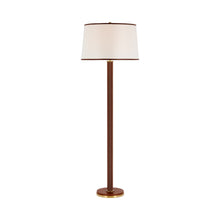 Load image into Gallery viewer, Riley Floor Lamp in Natural Brass/Saddle Leather.
