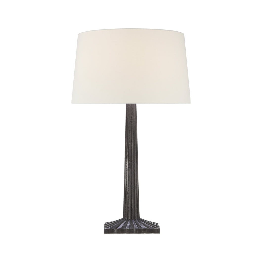 Strie Fluted Table Lamp in Aged Iron.