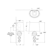Load image into Gallery viewer, Talia Swirled Glass Wall Light - line drawing.

